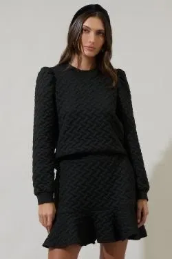 Quilted Ruffle Sleeve Top