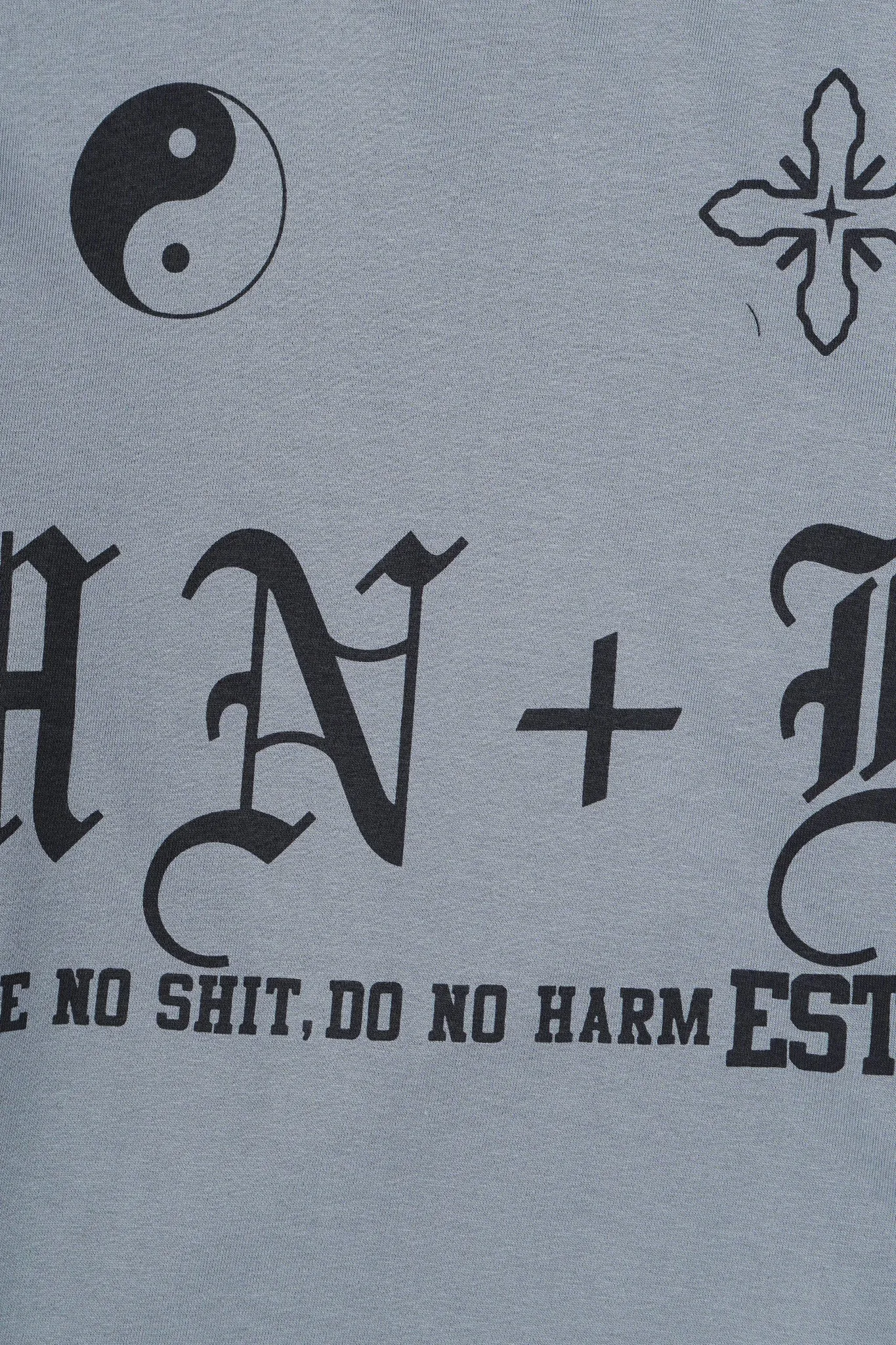 "TAKE NO SHIT, DO NO HARM" LITE TEE IN GLACIER