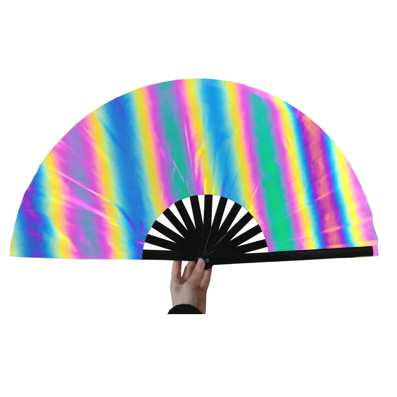Rainbow Flash Reflective Folding Fan