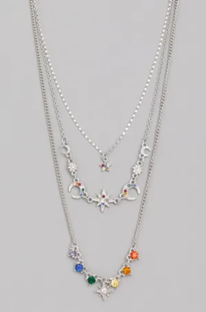 Rainbow Stars and Moon Necklace