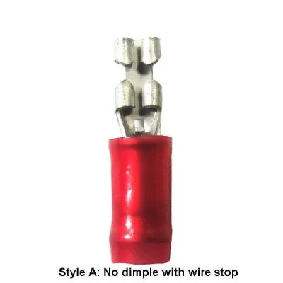 RECEPTACLE/Female, insulated, red, 300 VAC, PIDG series. Stud/tab size: 6.35 mm X .81 mm. For use with 22-18 gauge wire