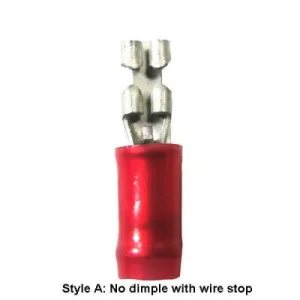RECEPTACLE/Female, insulated, red, 300 VAC, PIDG series. Stud/tab size: 6.35 mm X .81 mm. For use with 22-18 gauge wire