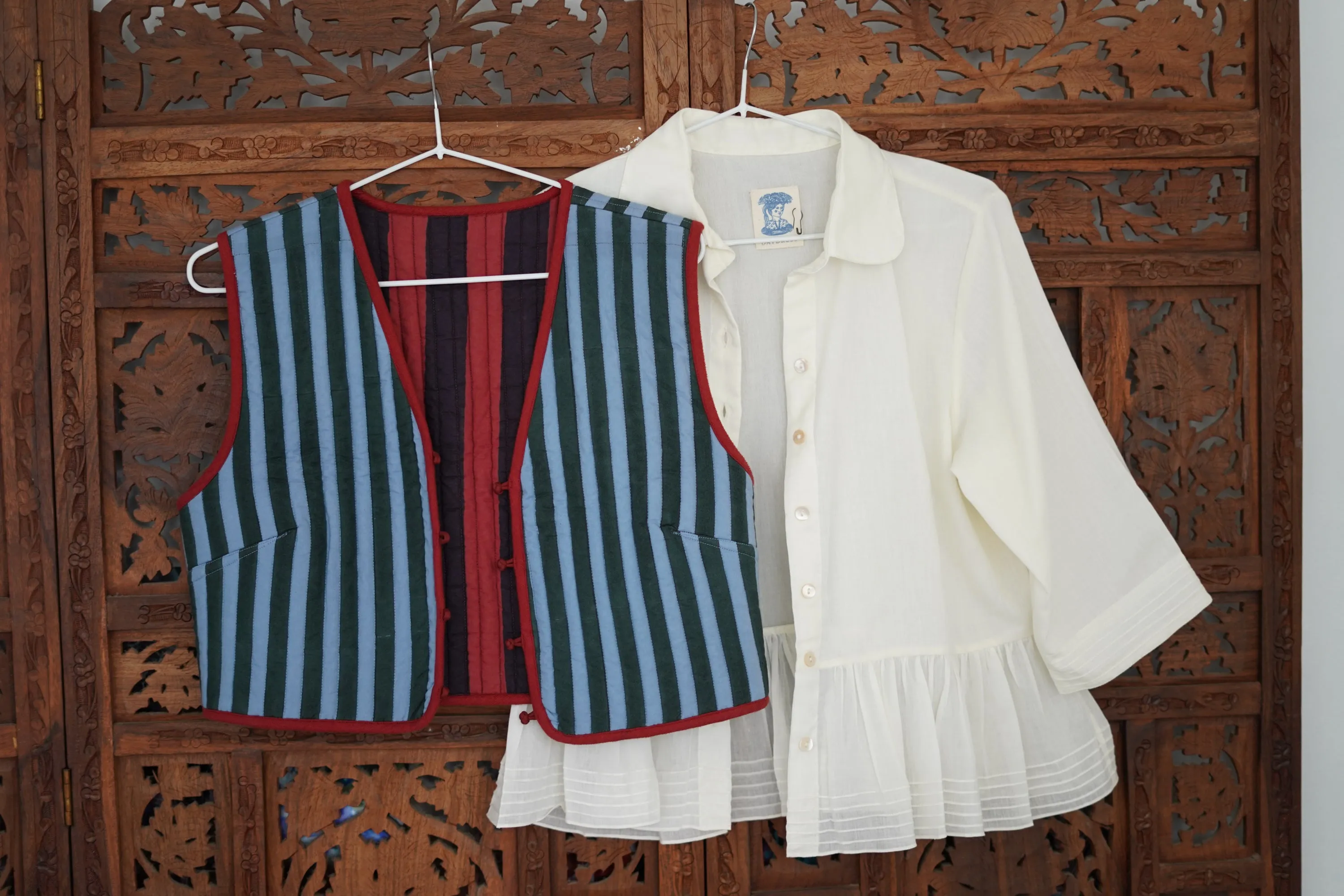 Reversible Pina Waistcoat in Cinder Stripe