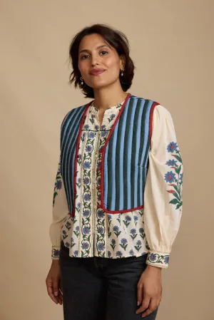 Reversible Pina Waistcoat in Cinder Stripe