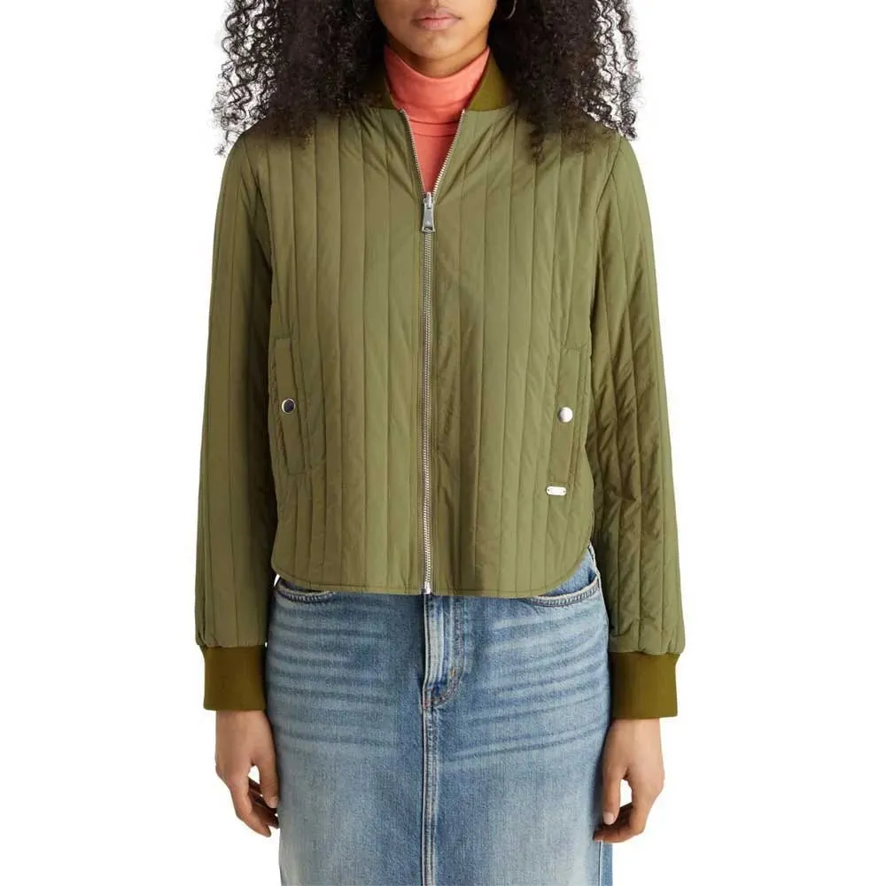 Reversible Vertical Quilt Bomber | Washed Military