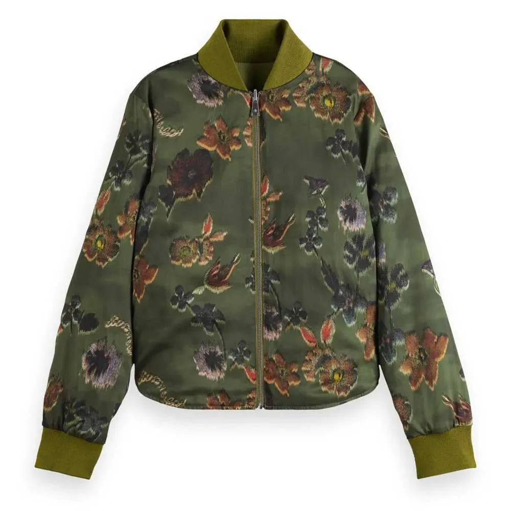 Reversible Vertical Quilt Bomber | Washed Military