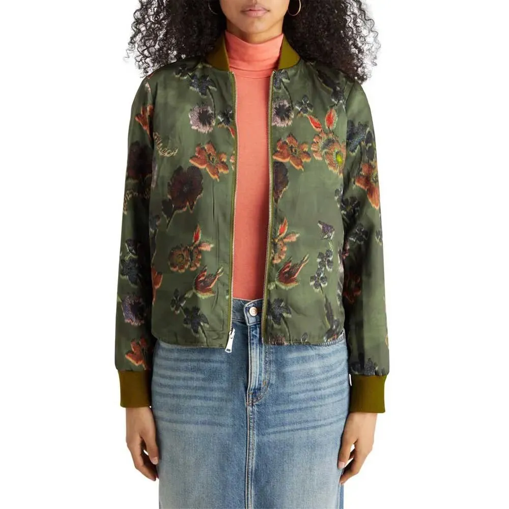 Reversible Vertical Quilt Bomber | Washed Military
