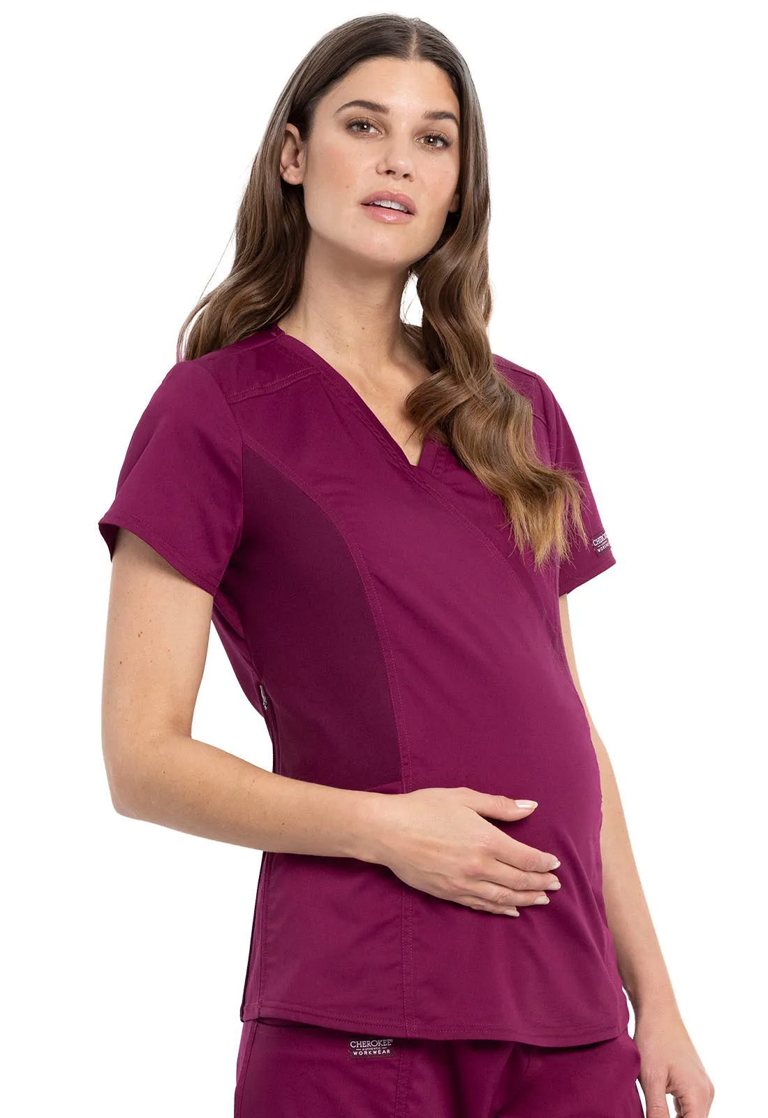 Revolution WW688 Maternity Mock Wrap Top Wine