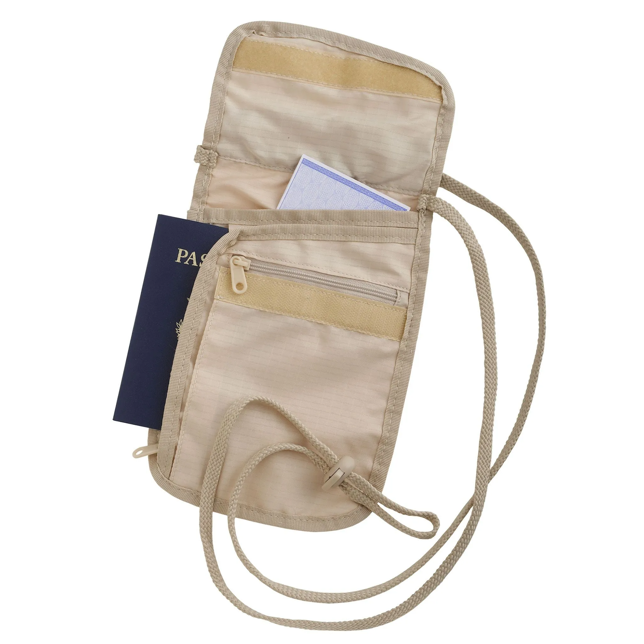 RFID Blocking Neck Wallet - Cream