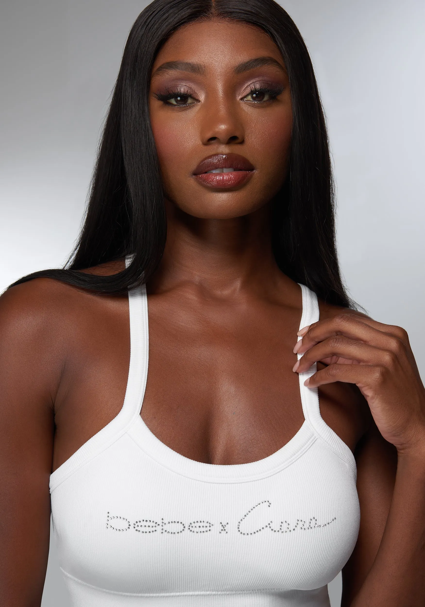 Rhinestone Logo Bra Tank