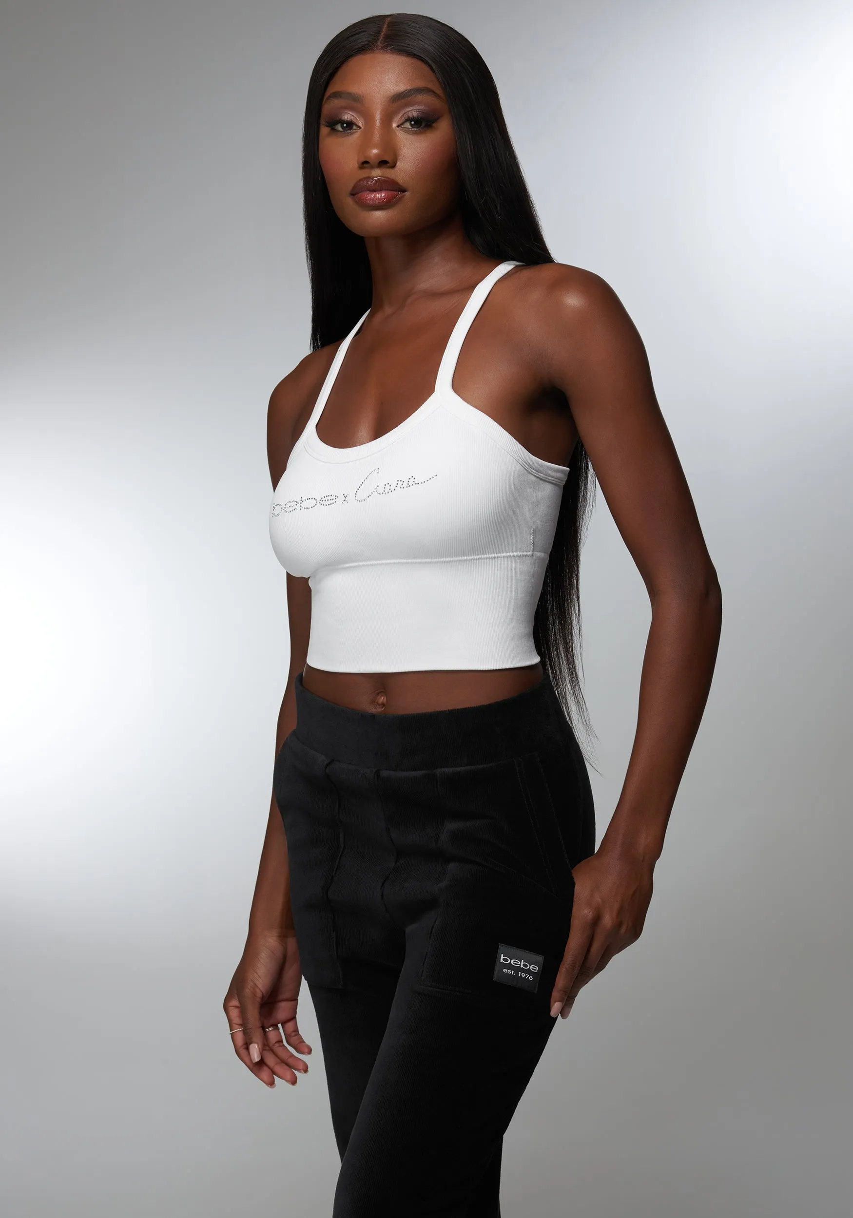 Rhinestone Logo Bra Tank