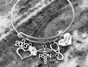 RN Retirement Gift for Nurse Expandable Charm Bracelet Adjustable One Size Fits All 2024 Retirement Gift for Woman Nurse