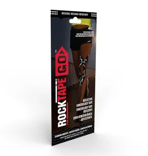RockTape Go Fast Pack Kinesiology Tape - 5cm x 25cm Strips - Black Reflective