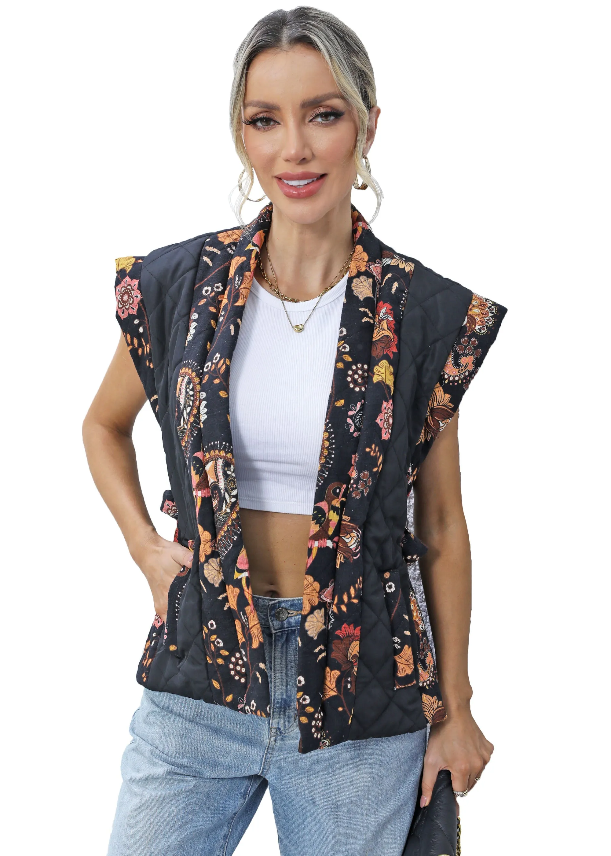 Roffe Floral Quilted Vest