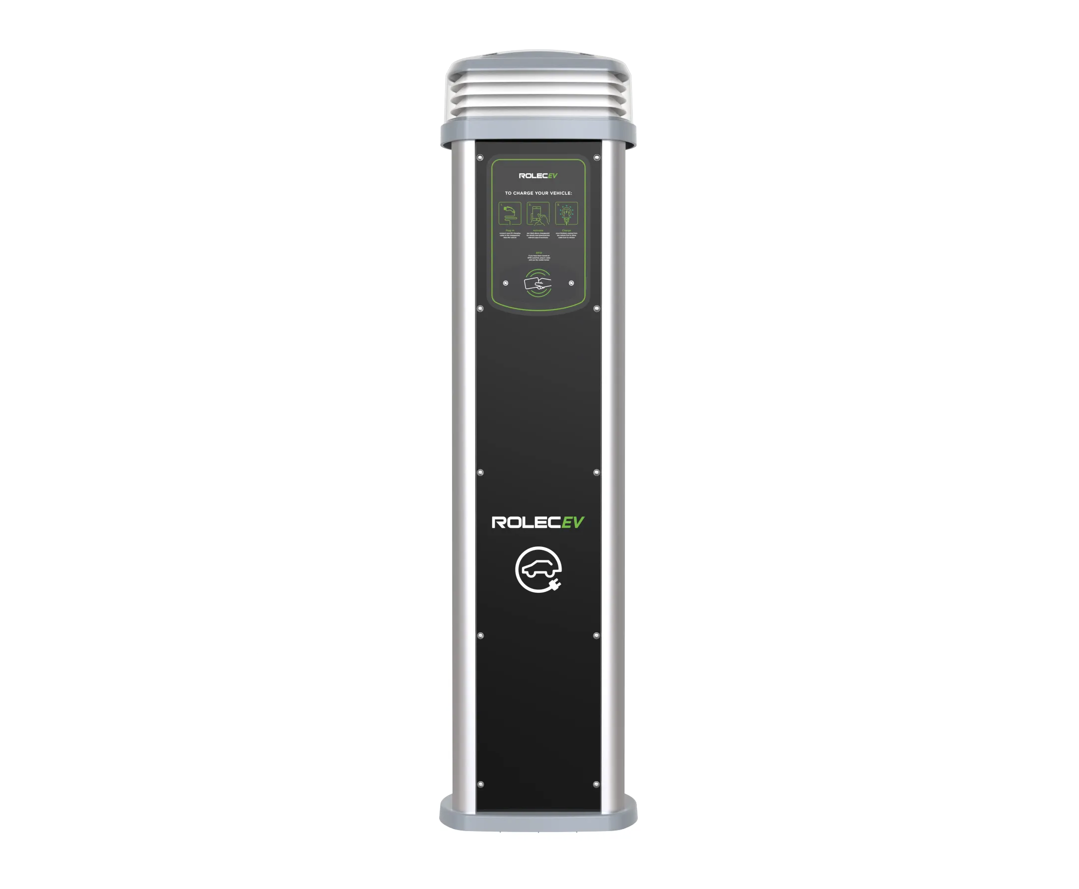 Rolec ROLEC0421B Quantum Smart EV Charging Pedestal - 2x up to 7.4kw Type 2 Sockets - Black