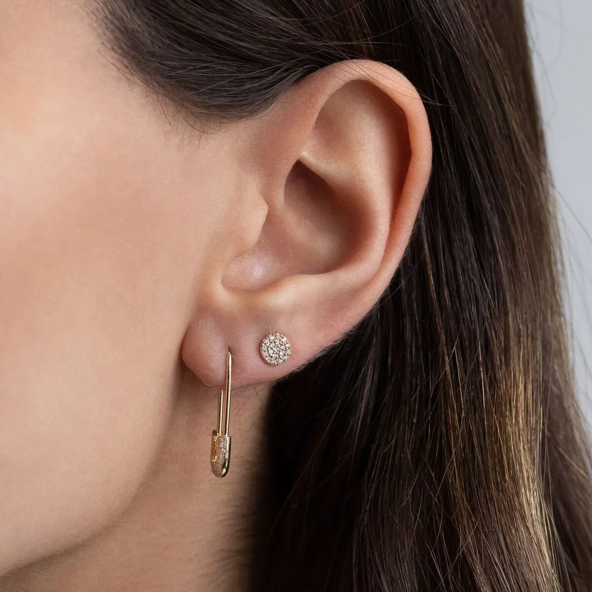 Round Stud Earring 14K