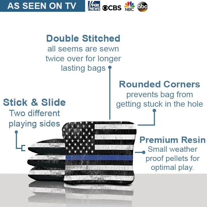 Rustic Blue Line Cornhole Bags