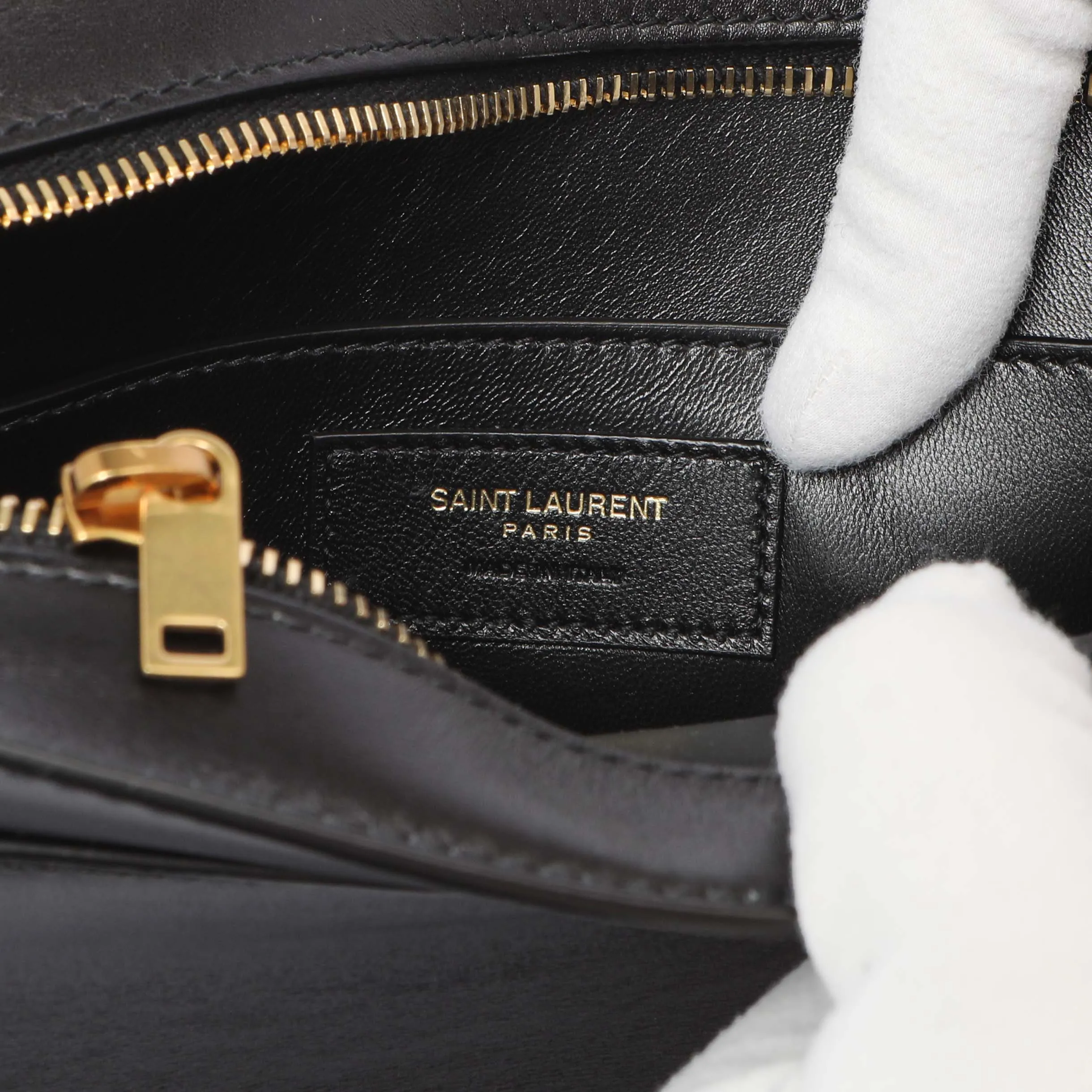 Saint Laurent Black Calfskin Reverse Satchel