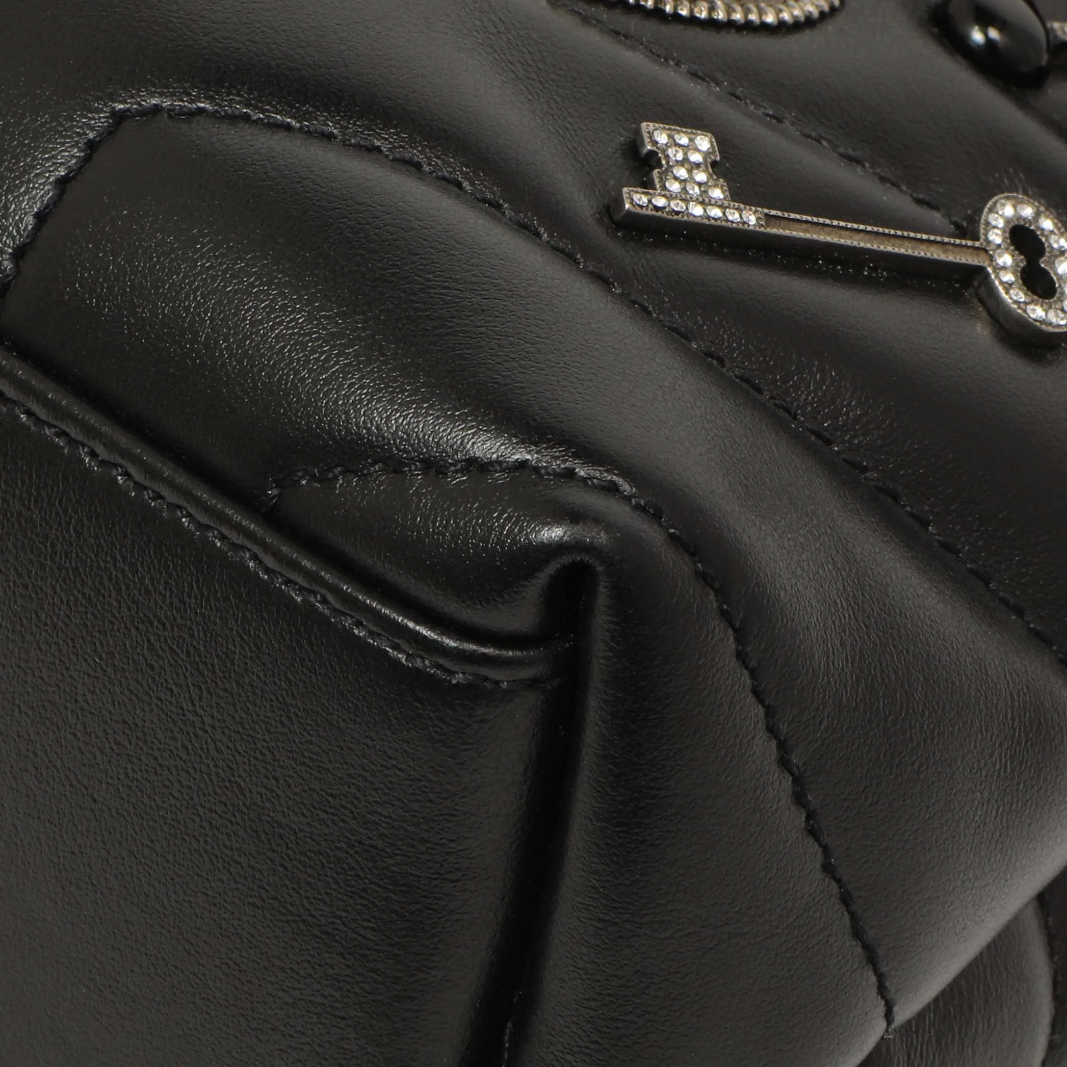 Saint Laurent Black Calfskin Y Quilted Monogram Small Charm Loulou Chain Satchel