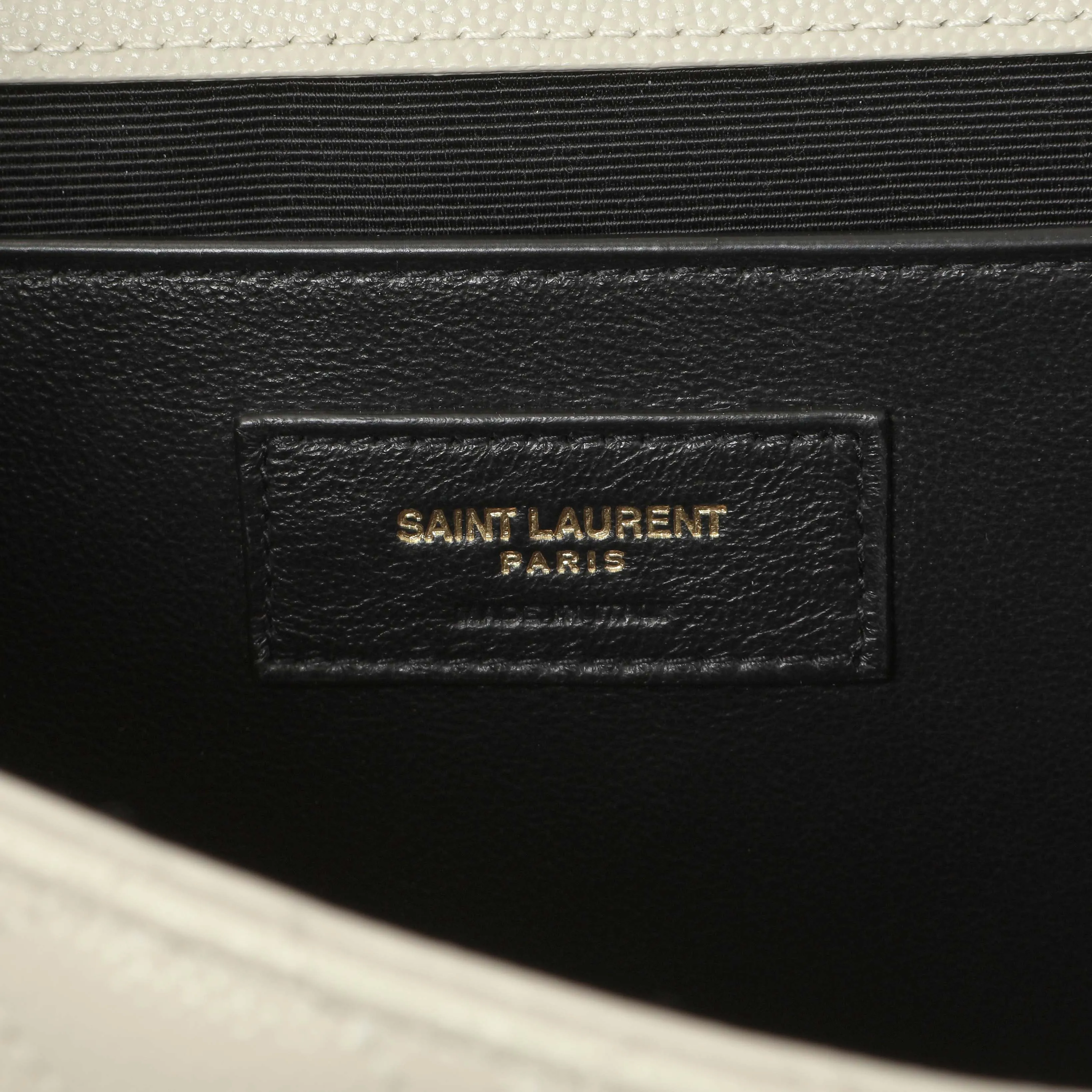 Saint Laurent Crema Grain De Poudre Matelasse Chevron Medium Triquilt Monogram Satchel