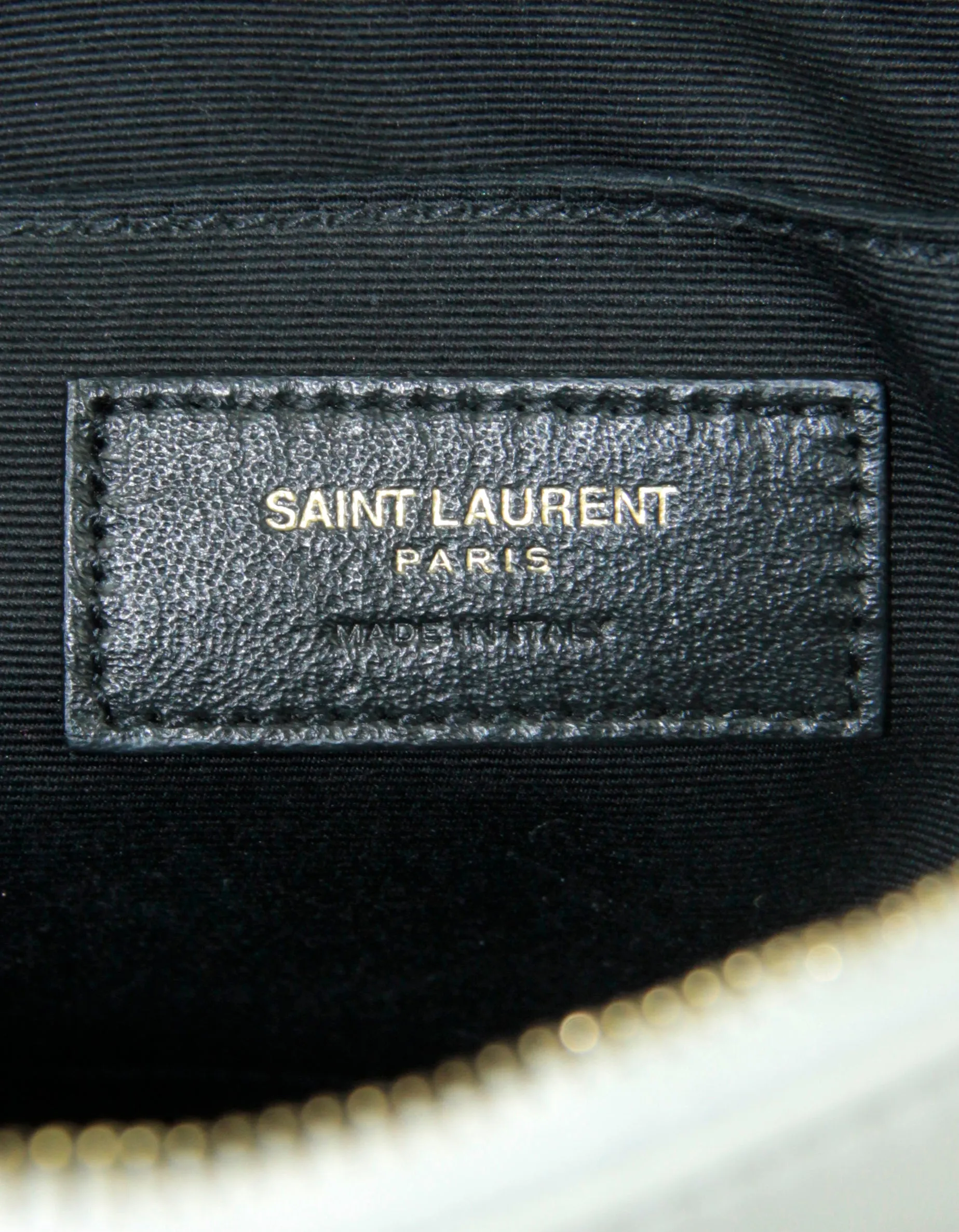 Saint Laurent Ivory Calfskin Matelasse Monogram Lou Camera Bag