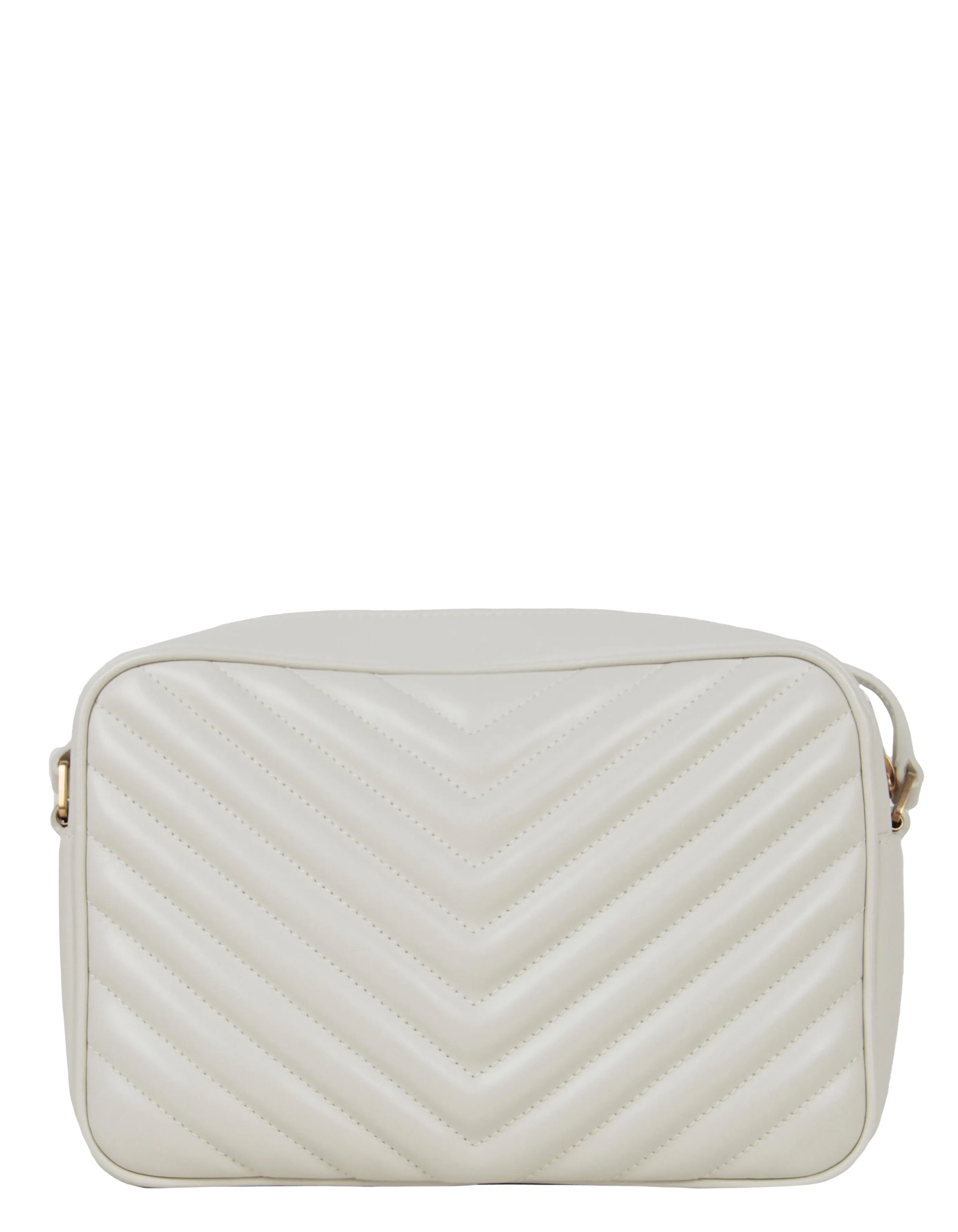 Saint Laurent Ivory Calfskin Matelasse Monogram Lou Camera Bag