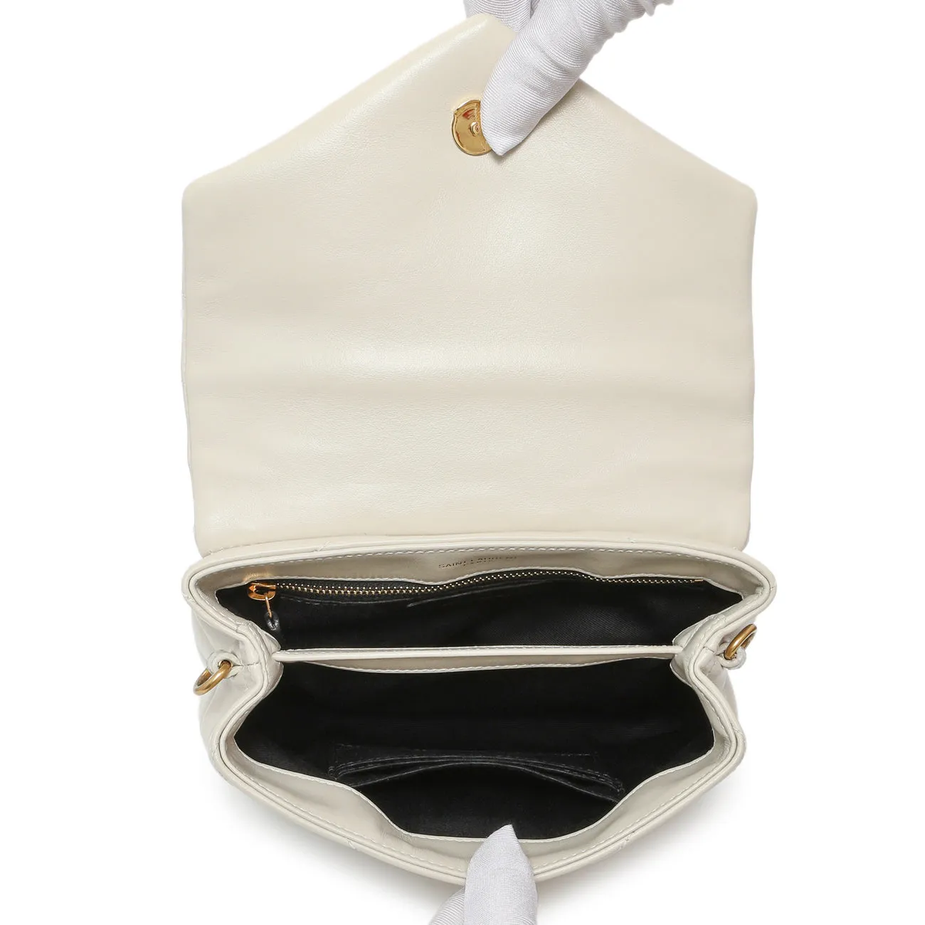 Saint Laurent Ivory Calfskin Monogram Toy Loulou Crossbody