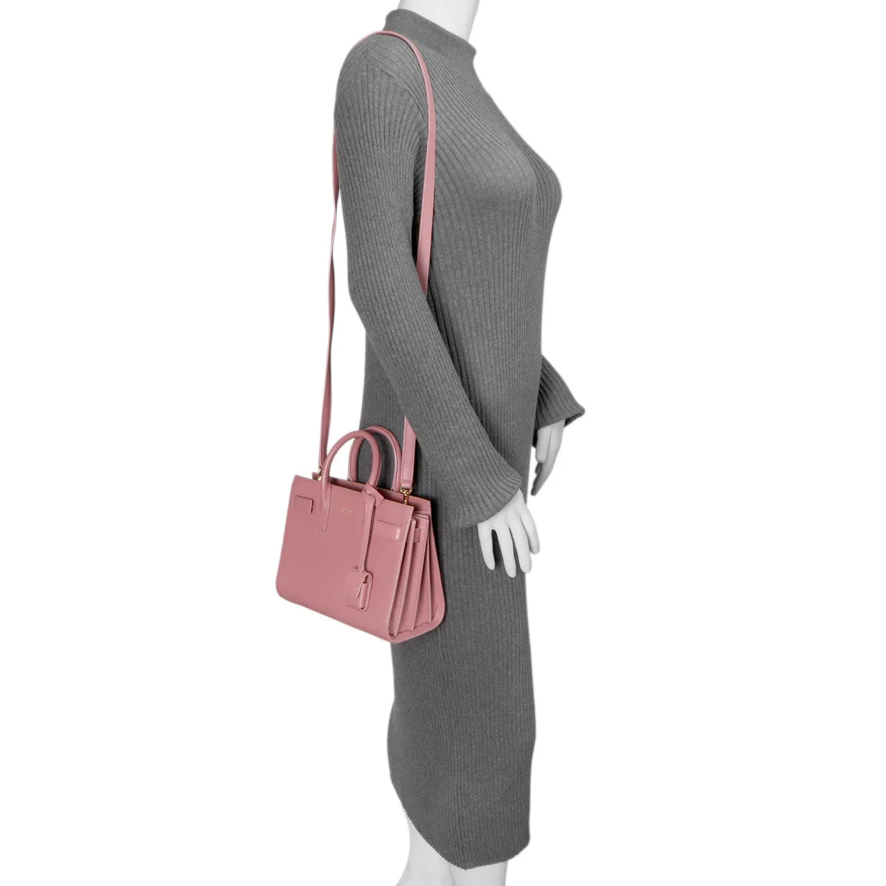 Saint Laurent Rose Dark Calfskin Nano Sac De Jour
