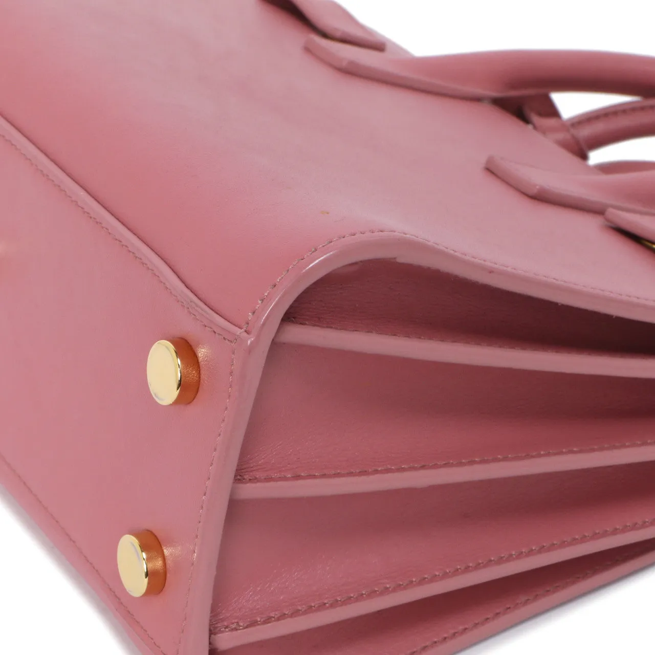 Saint Laurent Rose Dark Calfskin Nano Sac De Jour