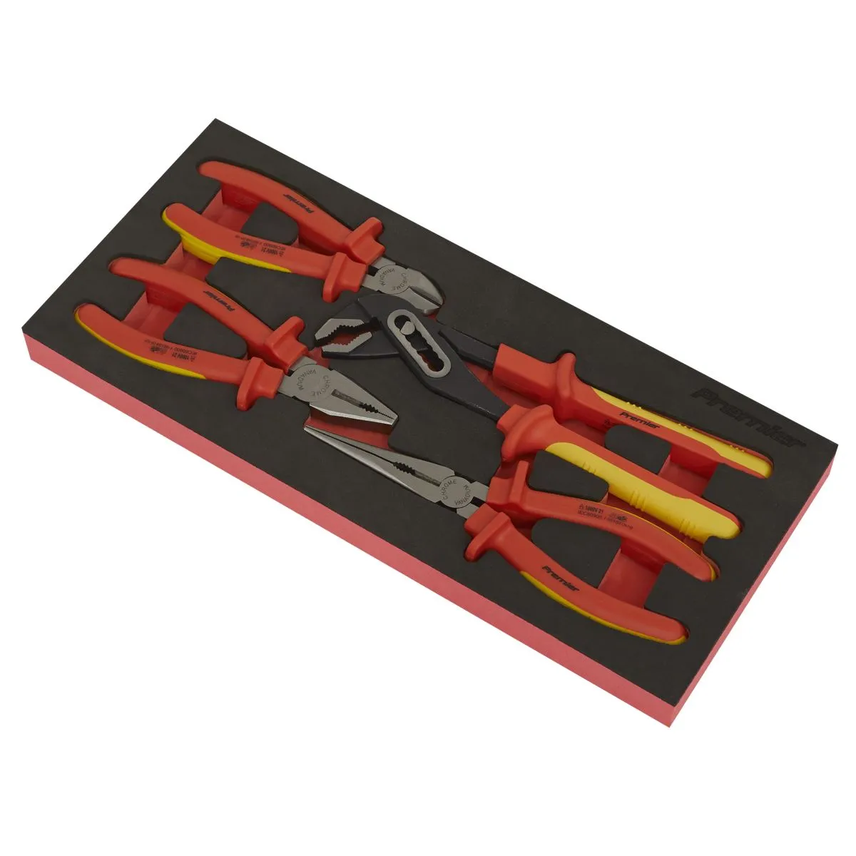 Sealey Premier Insulated Pliers Set 4pc with Tool Tray - VDE Approved