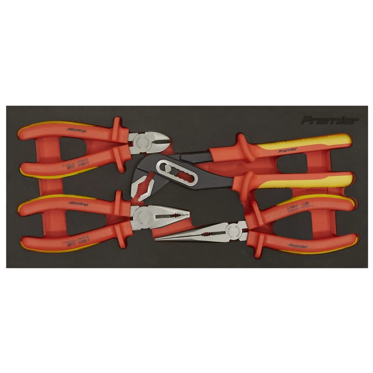 Sealey Premier Insulated Pliers Set 4pc with Tool Tray - VDE Approved
