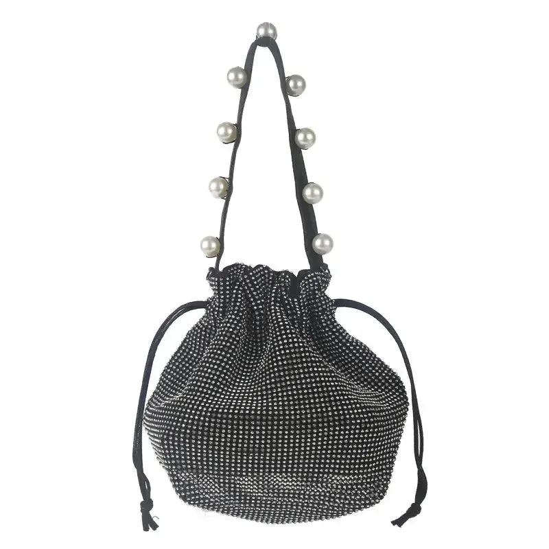 Shining Crystal Small Bucket Bags For women fashion bags Diamonds Chain Crossbody Bag Lady Evening Party Clutch String Handbags Bolsa