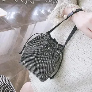 Shining Crystal Small Bucket Bags For women fashion bags Diamonds Chain Crossbody Bag Lady Evening Party Clutch String Handbags Bolsa