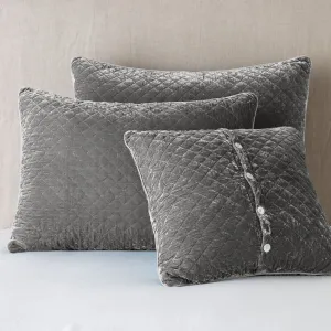 Silk Velvet Quilted Deluxe Sham - Fog