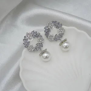 Silver Cubic Zirconia Studded Earrings