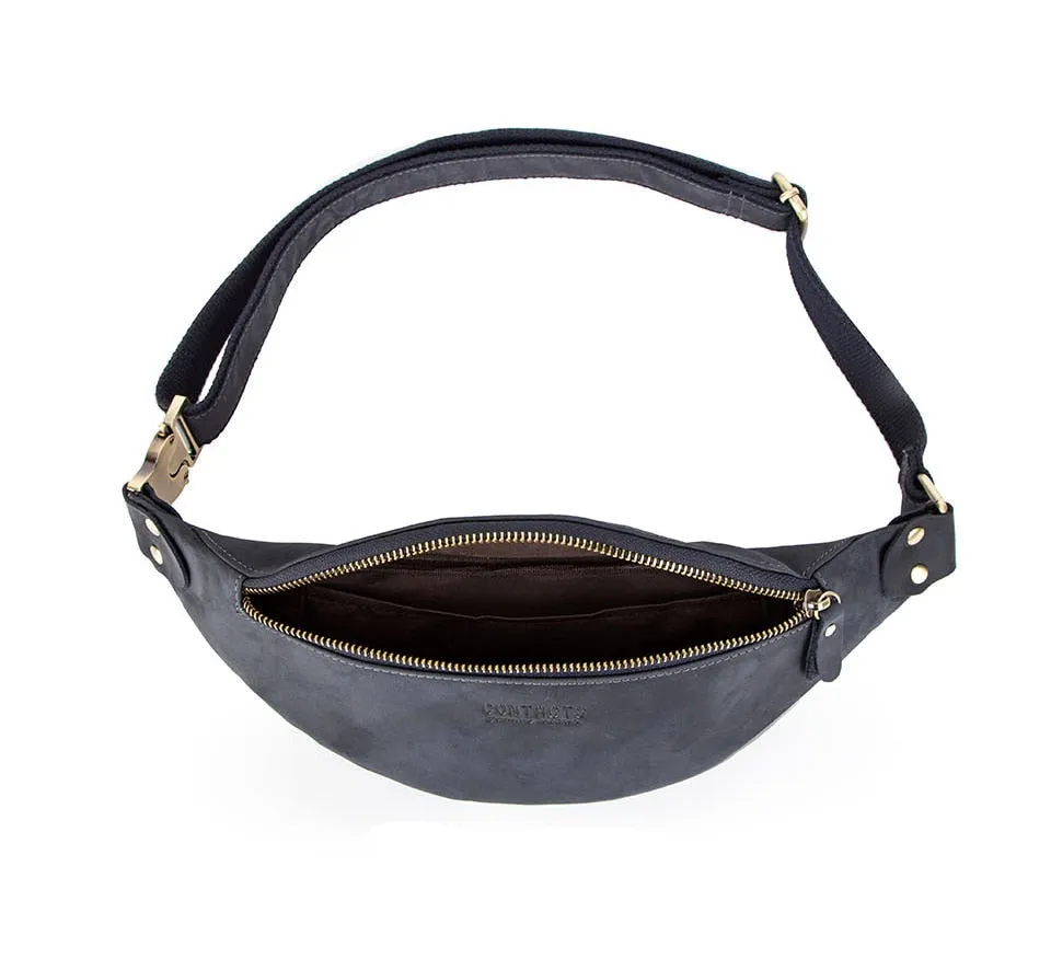 Sleek Leather Waist Pack Fanny Pack Sling Bag, Black/Brown/Coffee/Maroon