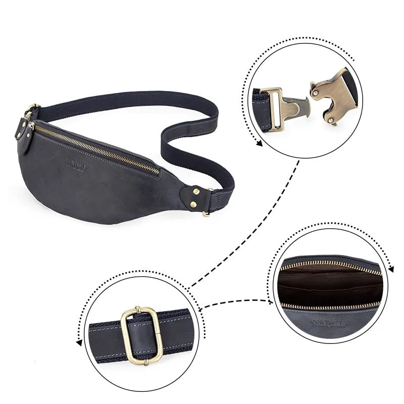 Sleek Leather Waist Pack Fanny Pack Sling Bag, Black/Brown/Coffee/Maroon