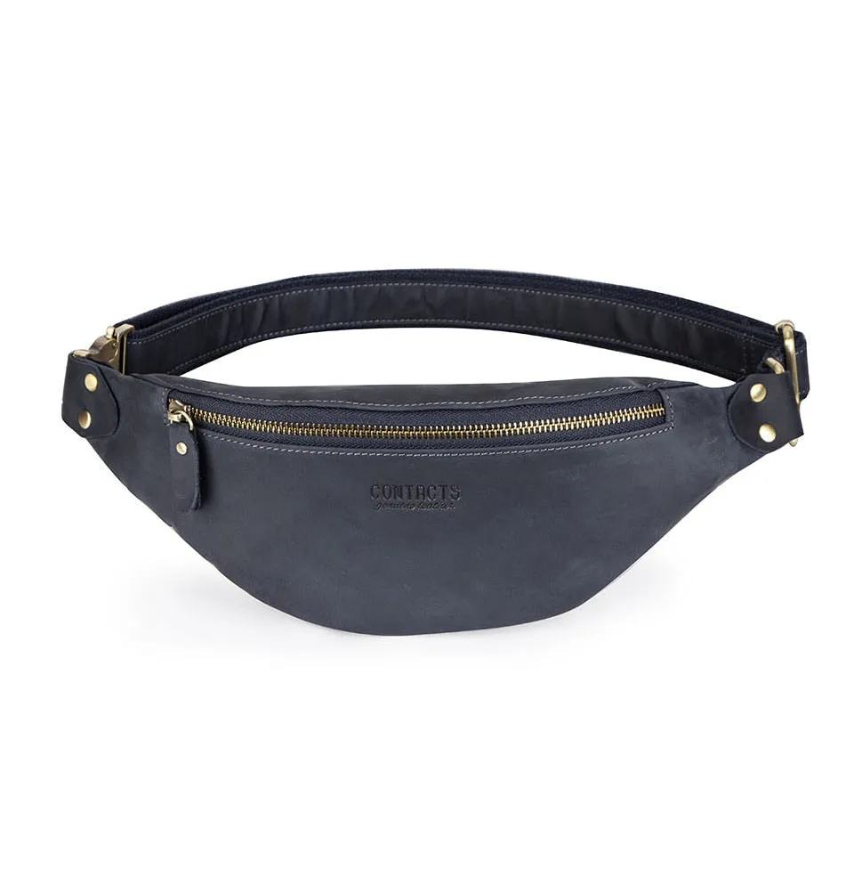 Sleek Leather Waist Pack Fanny Pack Sling Bag, Black/Brown/Coffee/Maroon