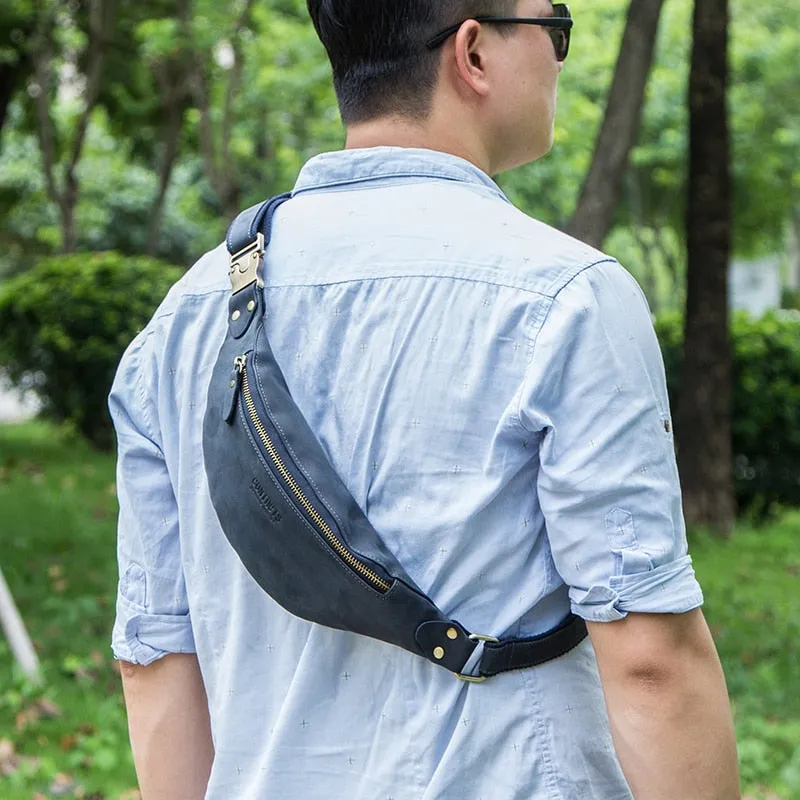 Sleek Leather Waist Pack Fanny Pack Sling Bag, Black/Brown/Coffee/Maroon