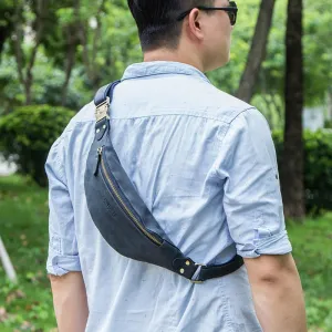 Sleek Leather Waist Pack Fanny Pack Sling Bag, Black/Brown/Coffee/Maroon