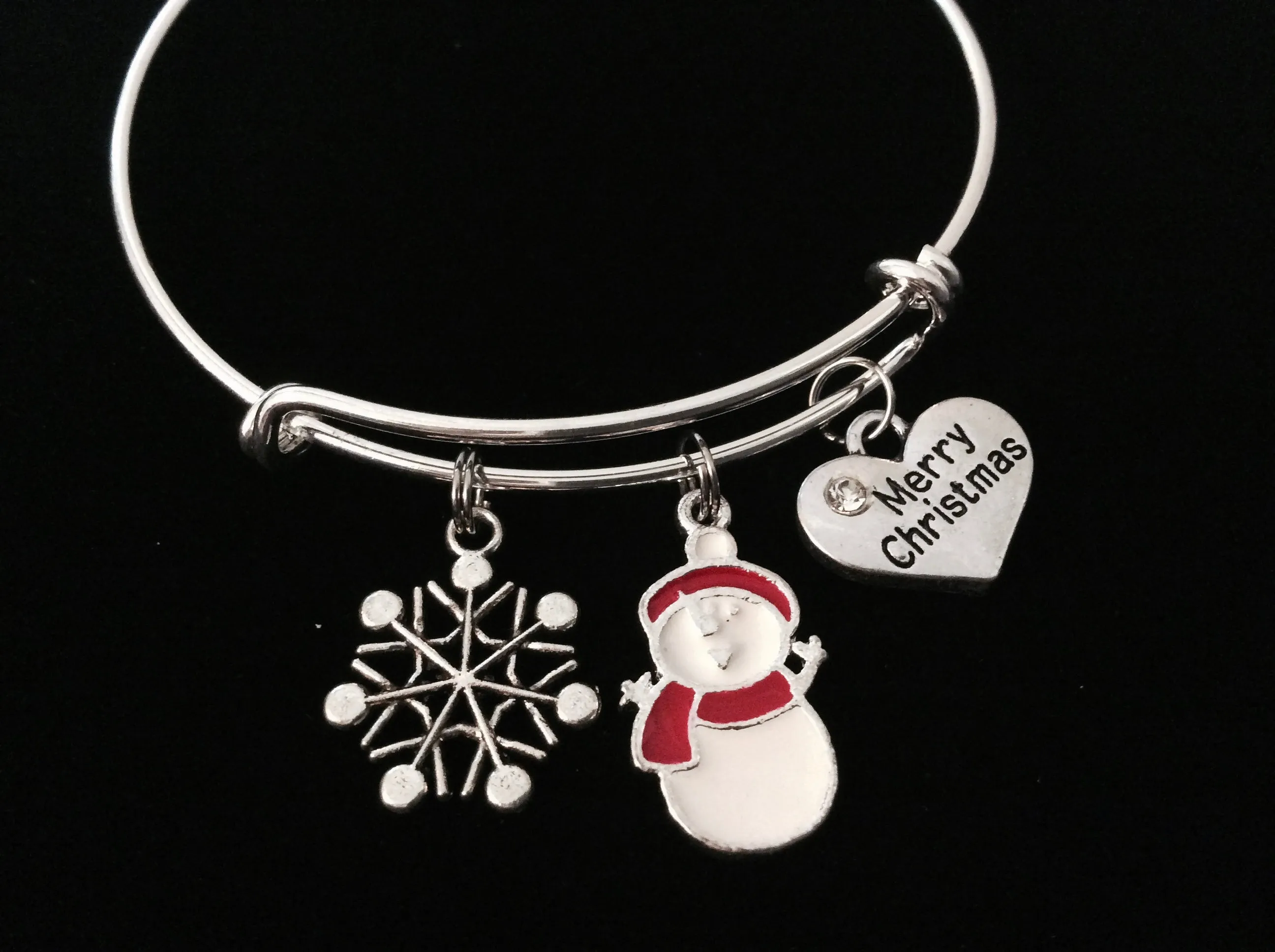 Snowman Snowflake Merry Christmas Adjustable Bracelet Expandable Charm Bracelet