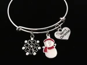 Snowman Snowflake Merry Christmas Adjustable Bracelet Expandable Charm Bracelet