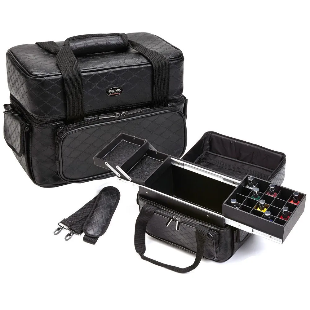 Soft Sided Nail Makeup Artist Polish Storage Case w/ Removable Trays