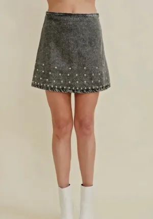 Studded Black Mini Skirt