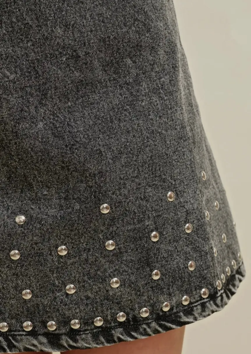 Studded Black Mini Skirt