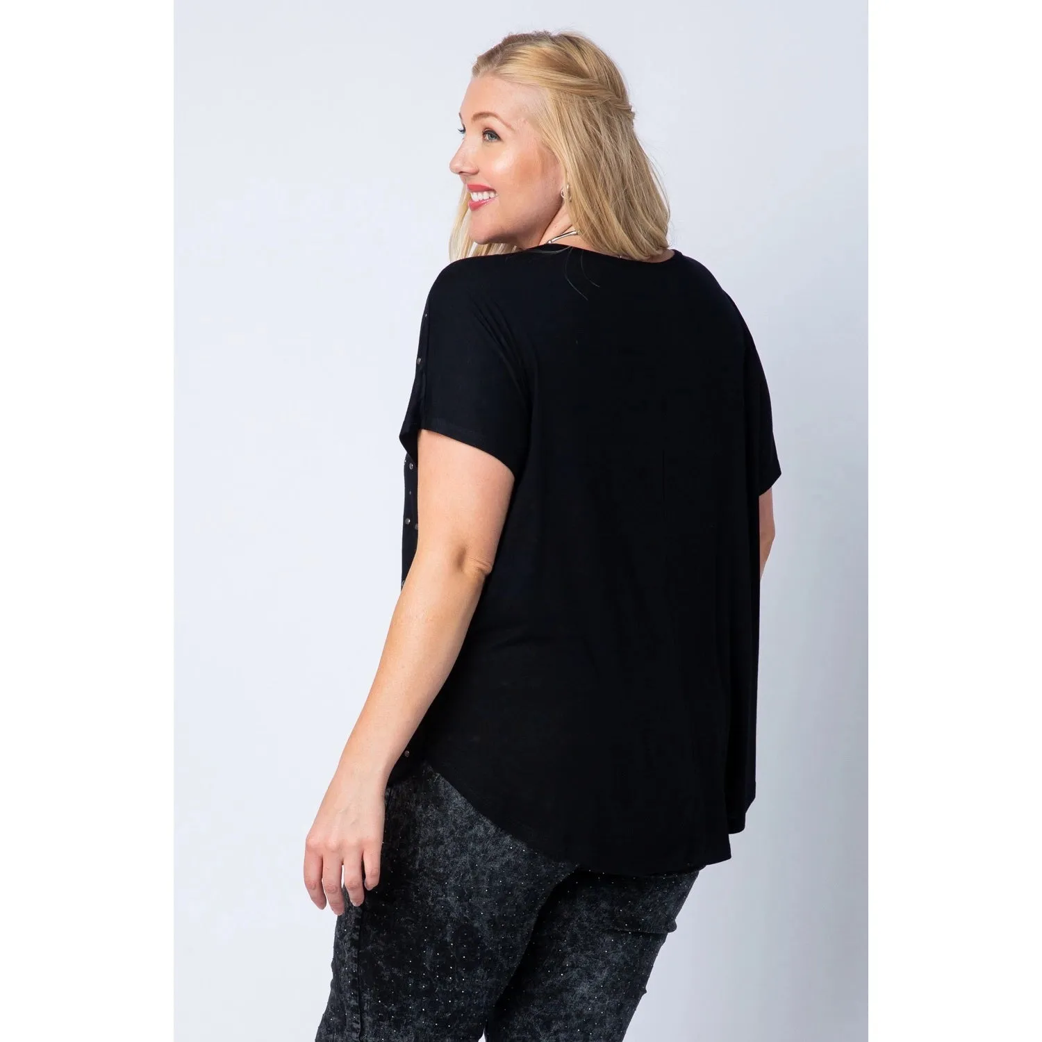 Studded Black T-Shirt - Plus