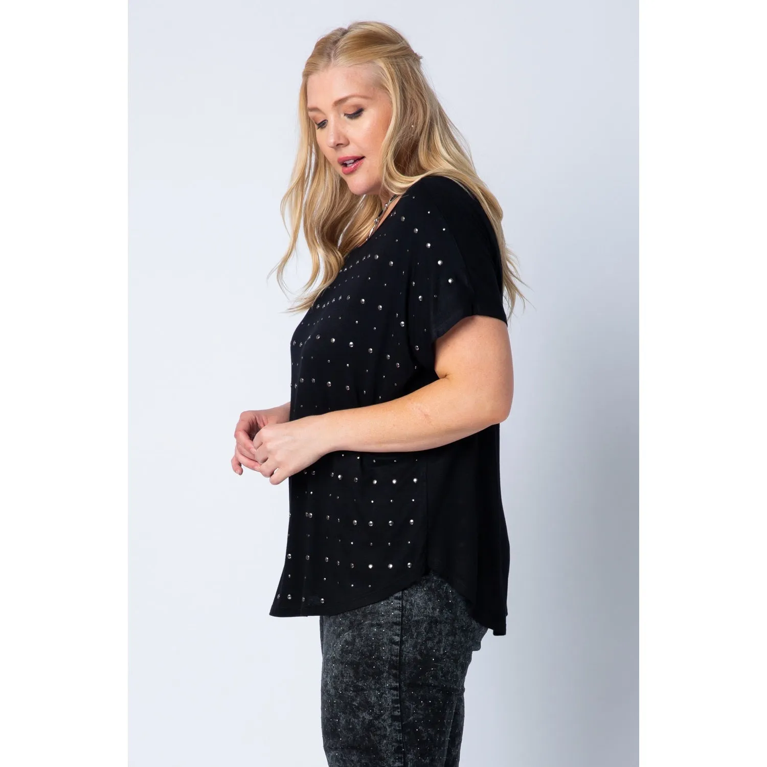 Studded Black T-Shirt - Plus