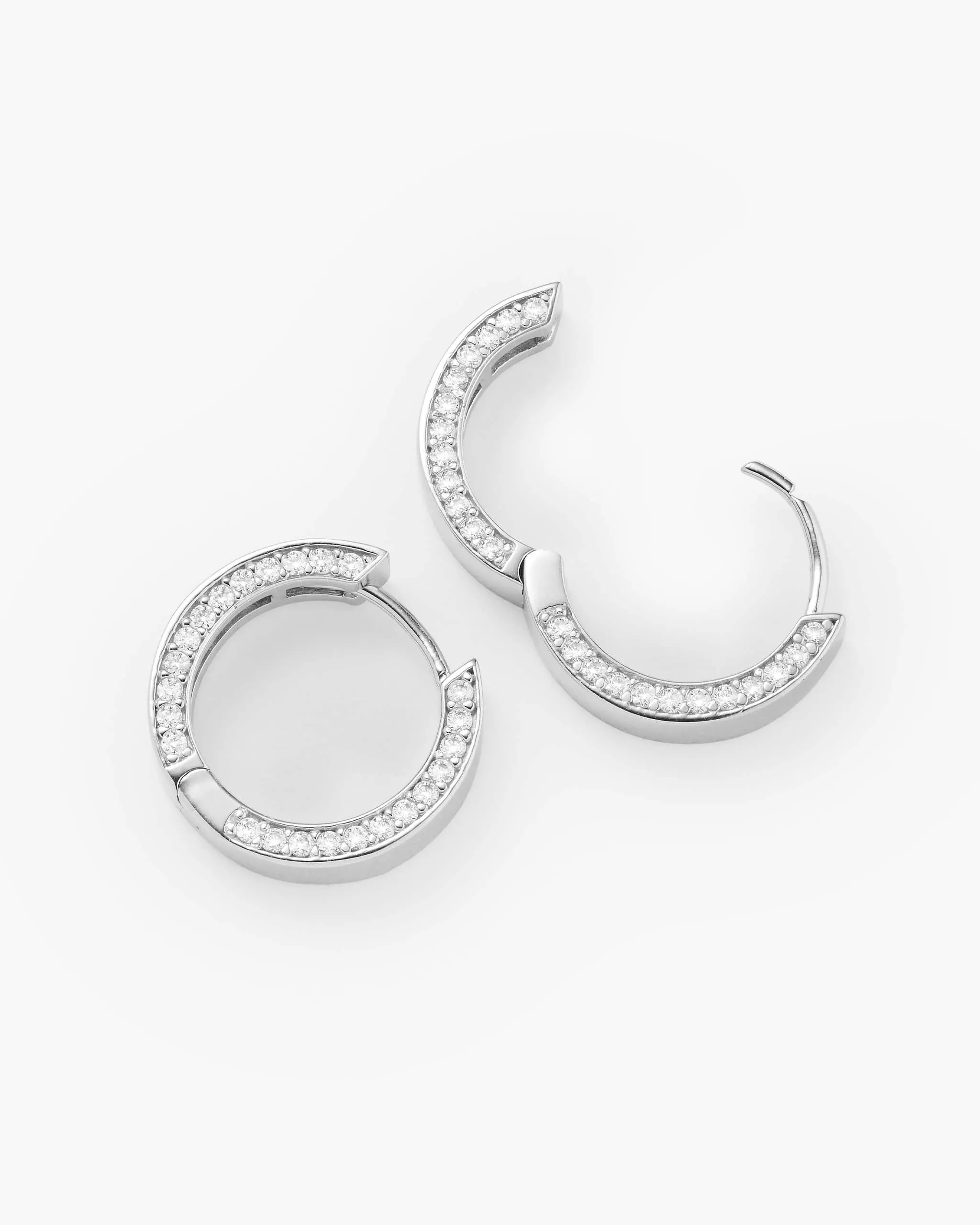 Studded Frame Hoop Earrings - Silver
