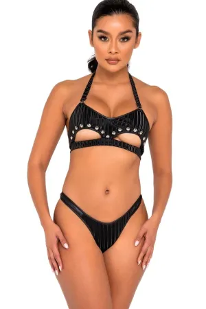 Studded Top with Underboob Cutout