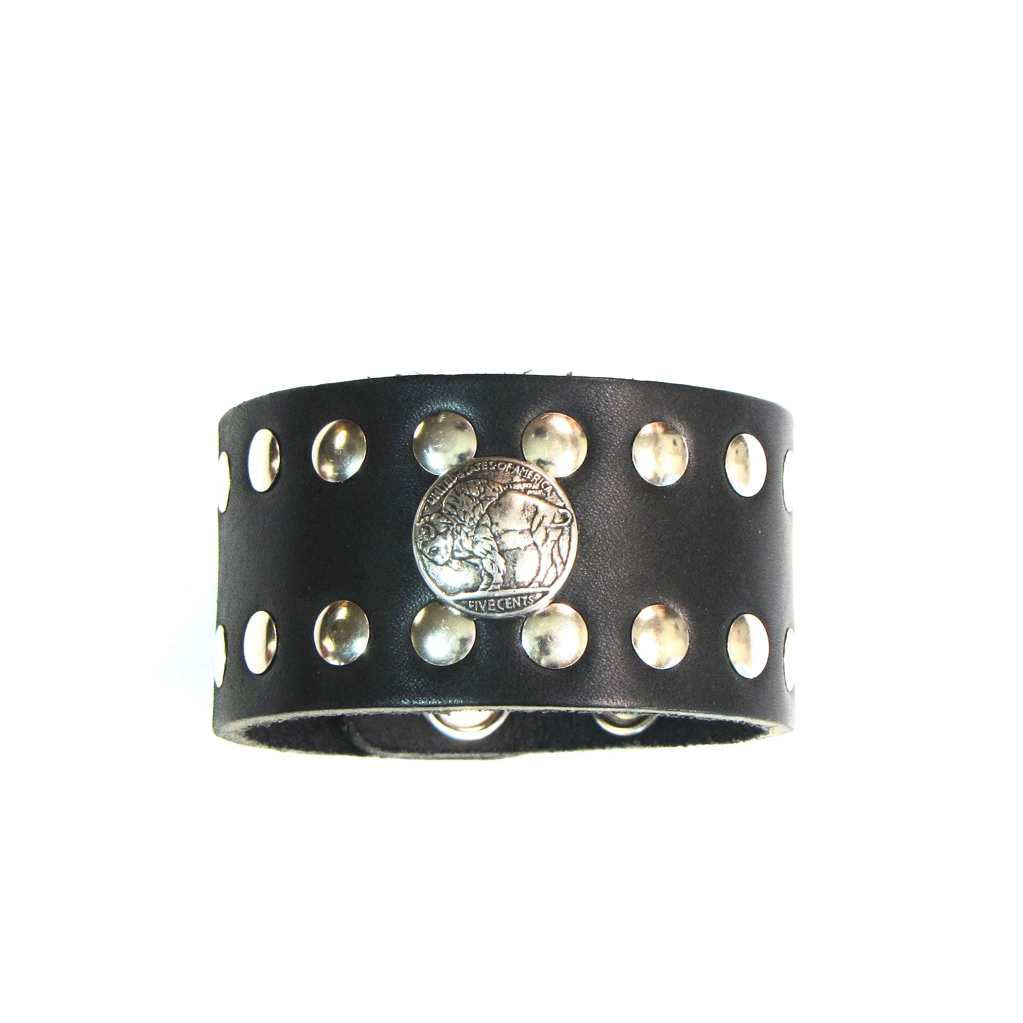 Studded Wristband w/ Buffalo Nickel Concho